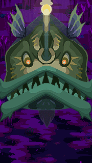 Animated pixel art of the final boss lurking in the abyss
