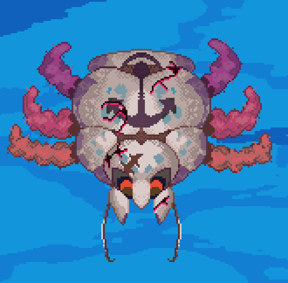 Animated pixel art of the Yeti Crab boss idle animation