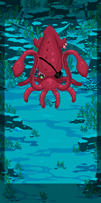 Animated pixel art of The Squid boss, a massive multi-armed cephalopod