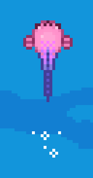 Animated pixel art sprite of Flicker the snailfish