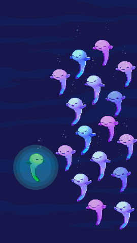 Pixel art scene of the deep ocean environment with atmospheric lighting